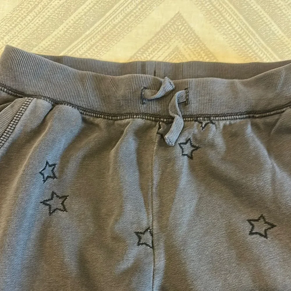 Z Supply Girls Grey Star-Patterned Embroidered Joggers - Size L